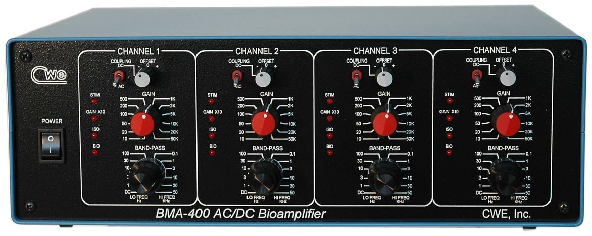 AC/DC低噪聲四通道細胞外生物電放大器